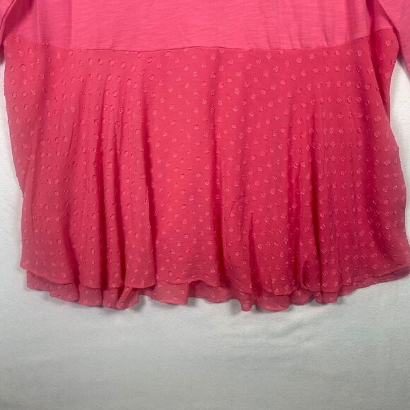 LOGO Lori Goldstein Pink Mixed Media Ruffle Hem Cardigan Duster 1X - Picture 8 of 12